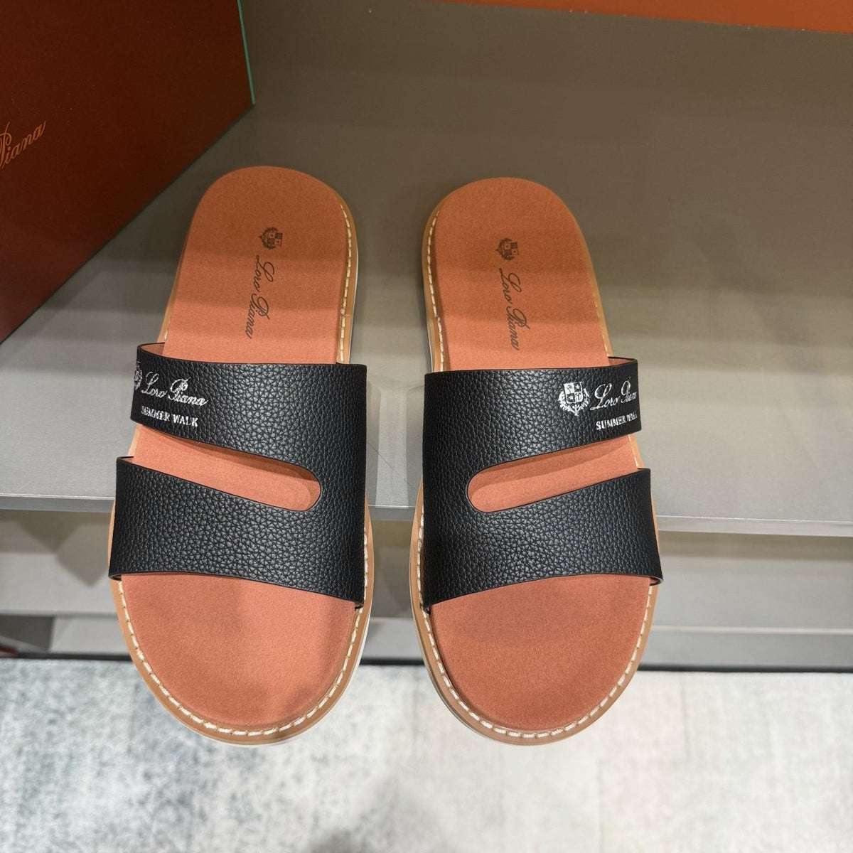 Loro Piana Summer Walk Slotted Slide Sandals