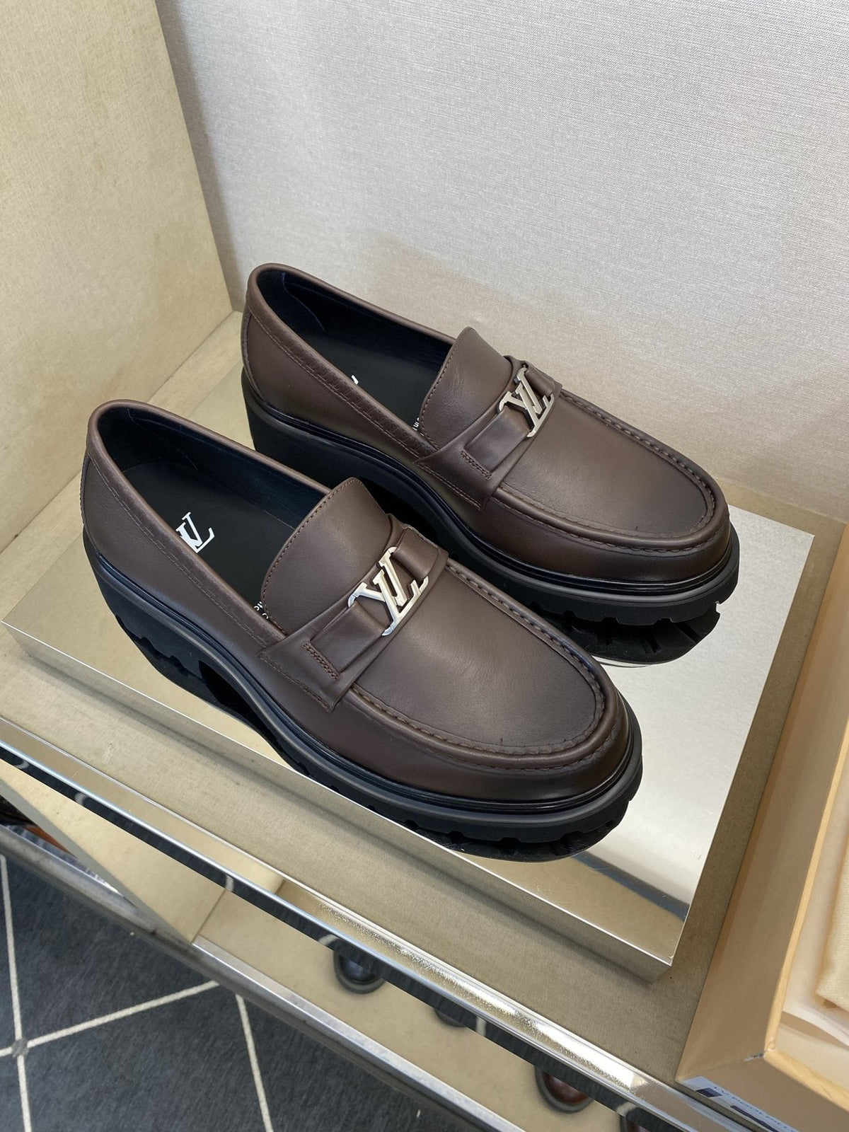 Louis Vuitton Men's Metal Logo Loafers