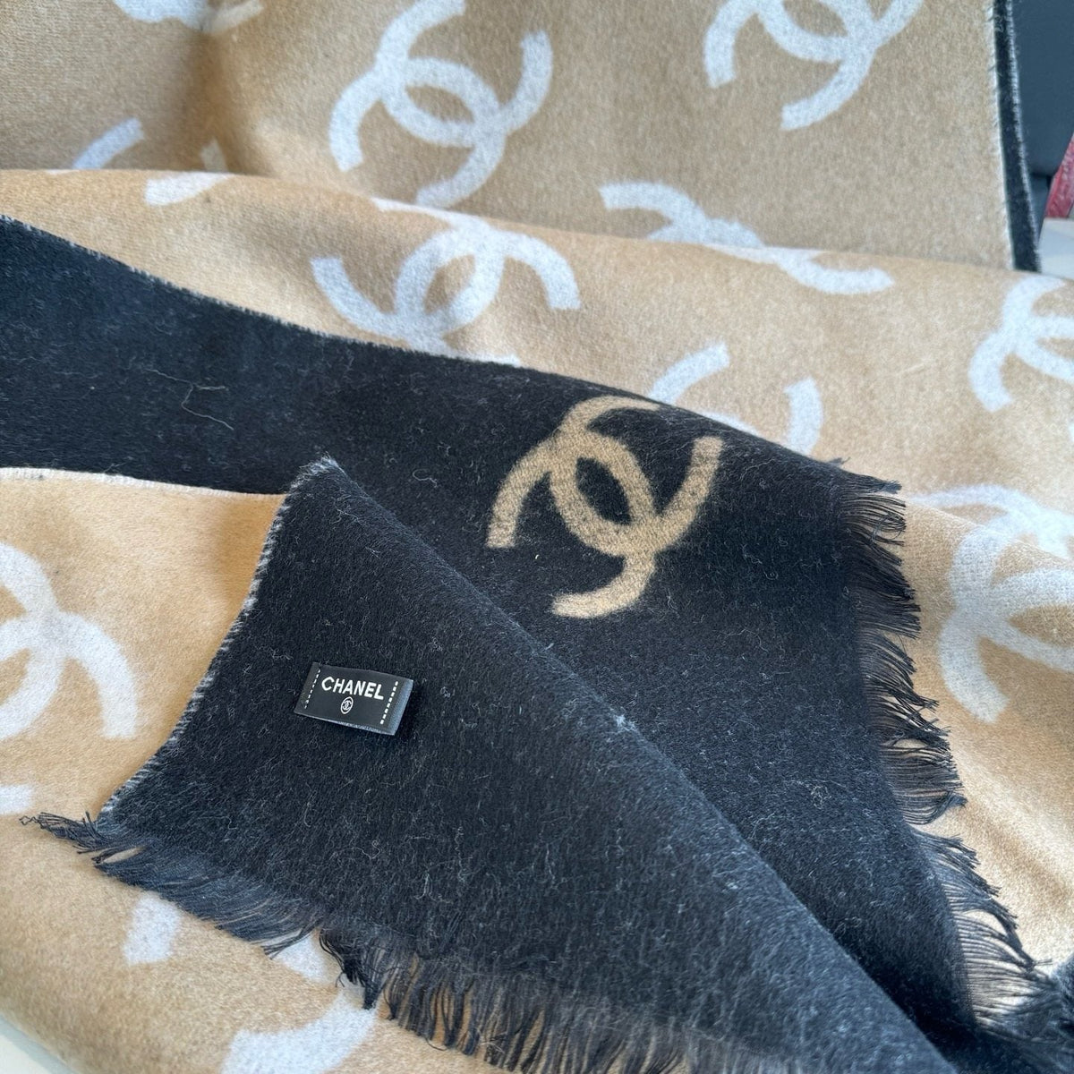 Chanel Reversible Logo Scarf Shawl
