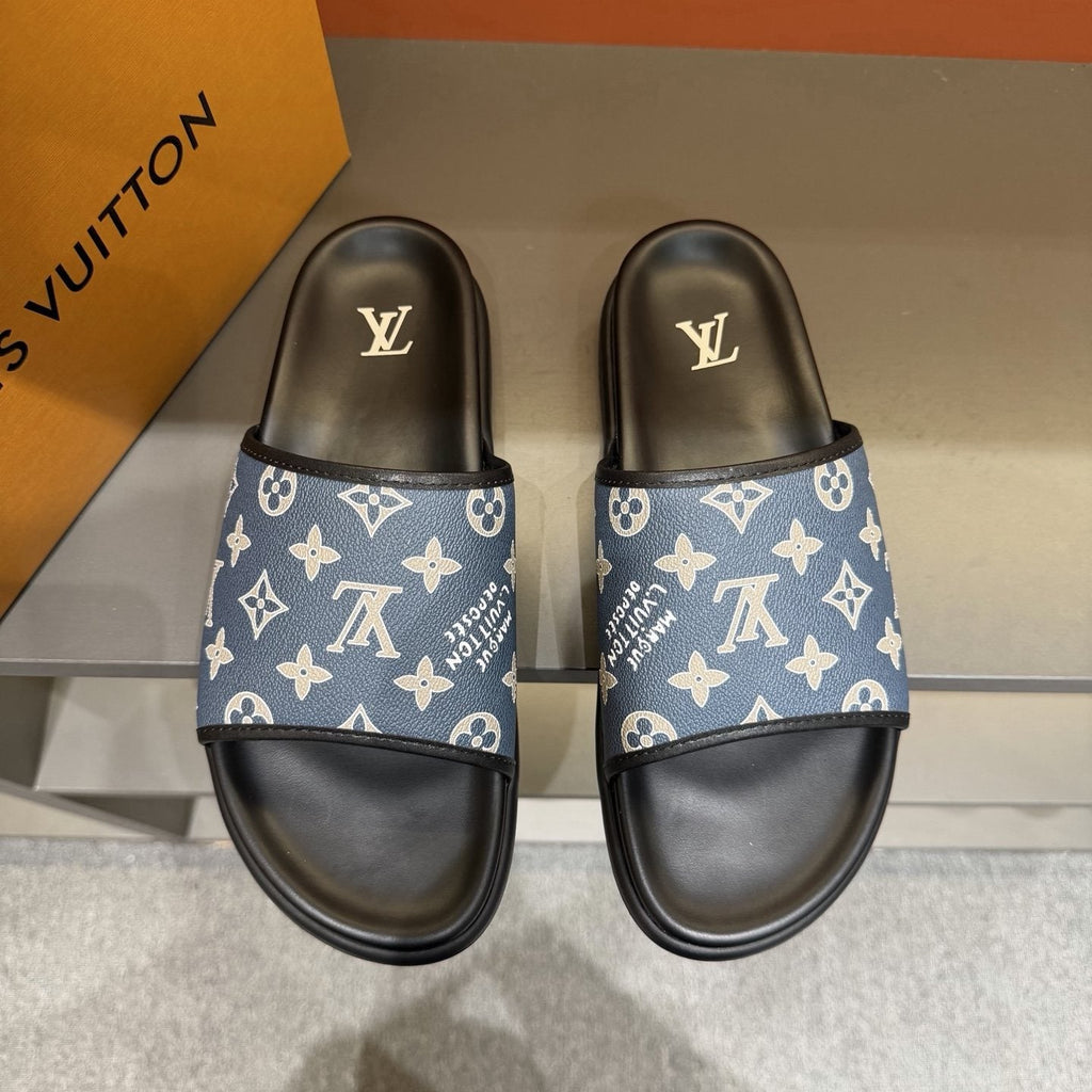Louis Vuitton Monogram Slide Sandals - Overlapping Monogram-Pattern Upper