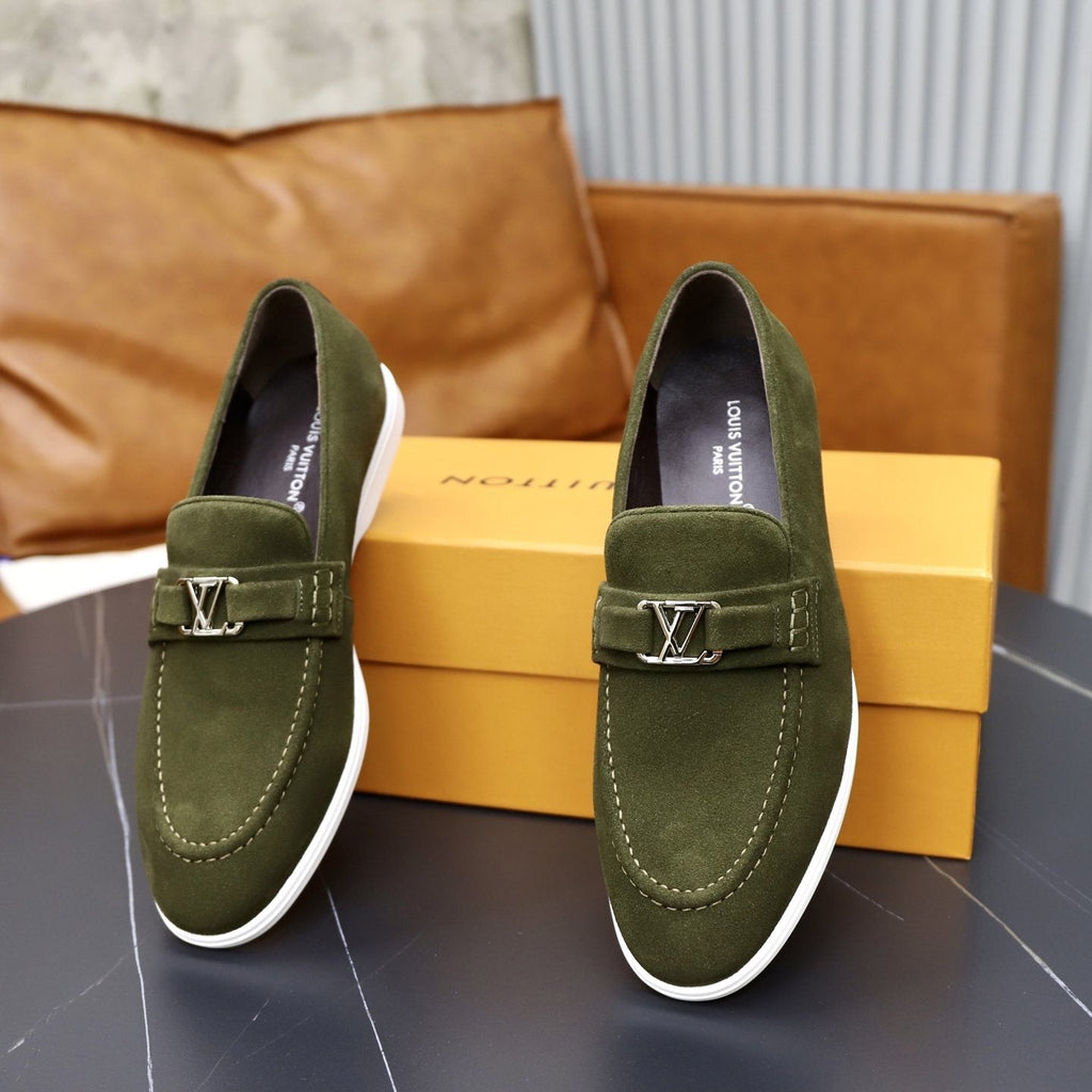 Louis Vuitton Men's Suede-Like Metal Hardware Loafers