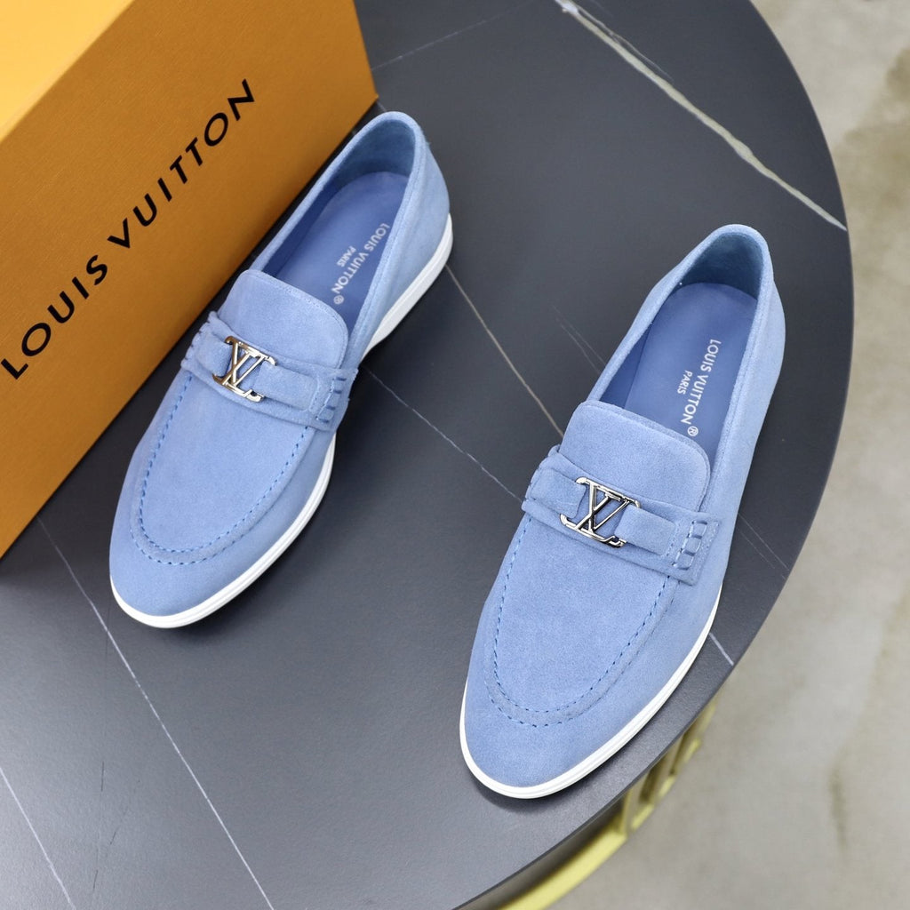 Louis Vuitton Men's Suede-Like Metal Hardware Loafers