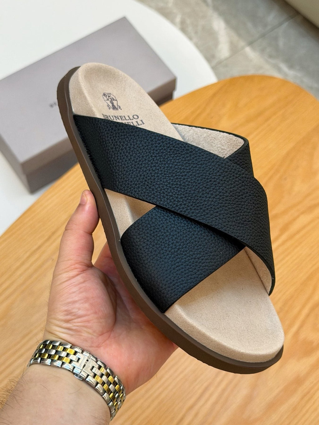 Brunello Cucinelli Crossover Slide Sandals