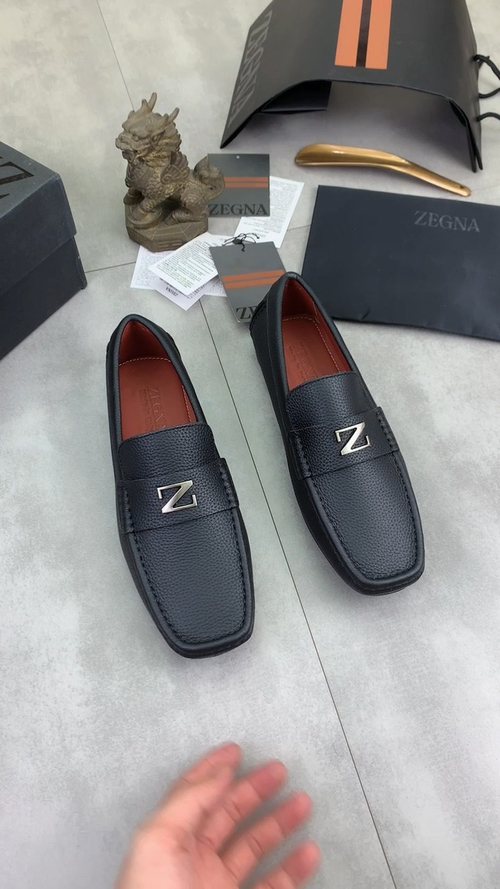 Zegna Square-Toe Leather Loafers
