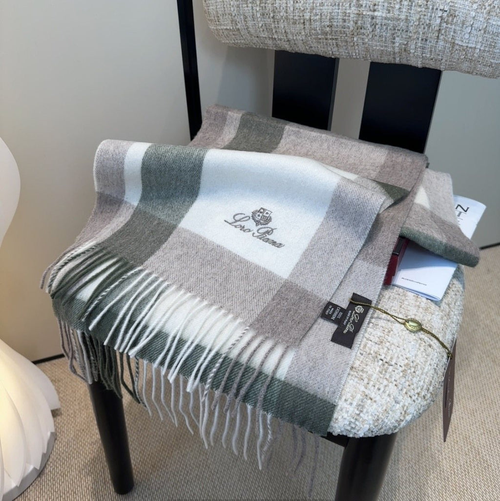 Loro Piana Plaid Fringe Scarf