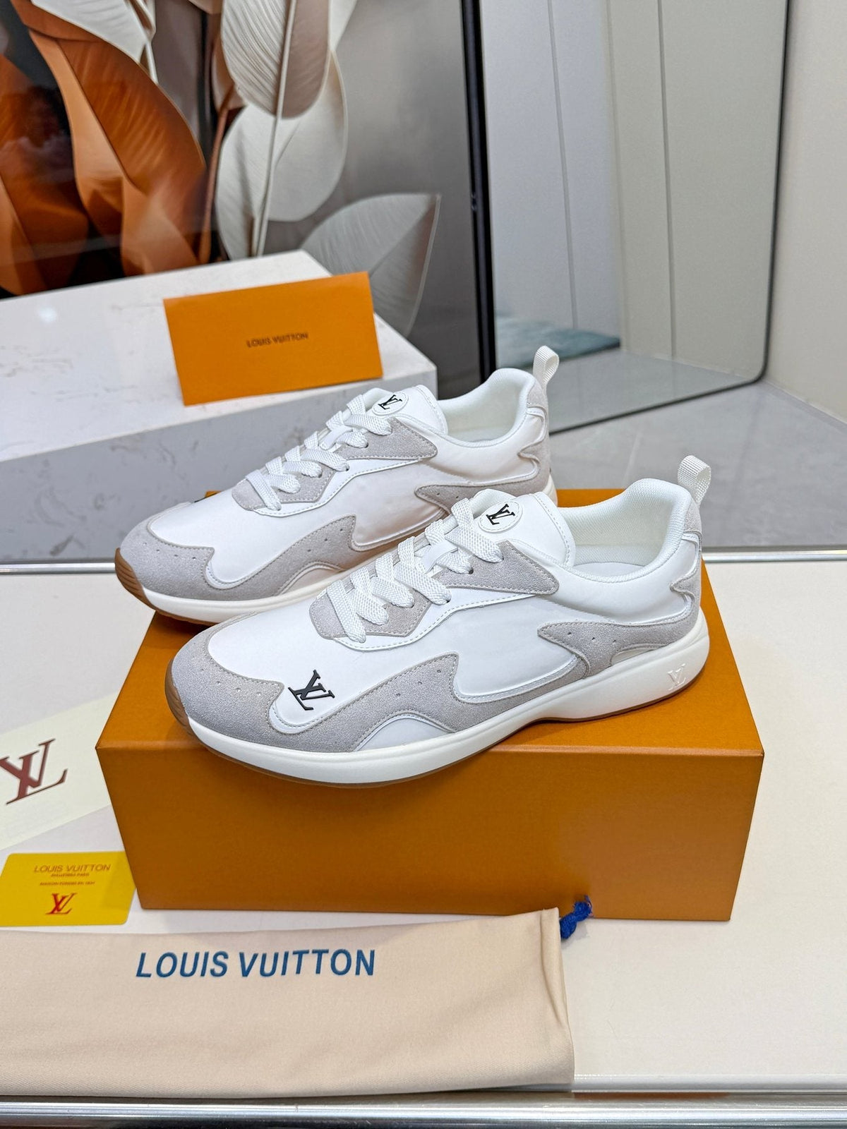 Louis Vuitton Men's Patterned Low-Top Sneakers - Patterned Overlay Details