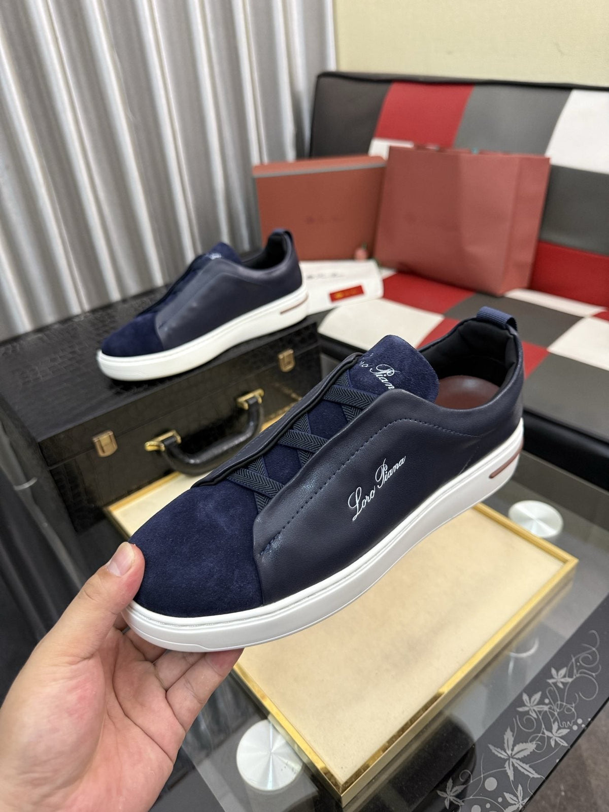 Loro Piana Logo Slip-On Sneakers