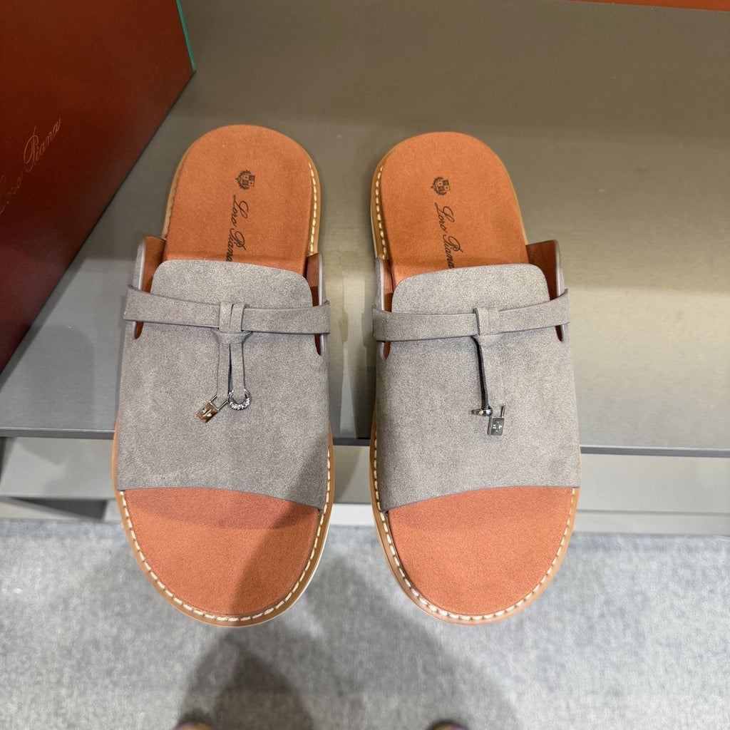 Loro Piana Men's Leather Slide Sandals - Leather Upper And Lining