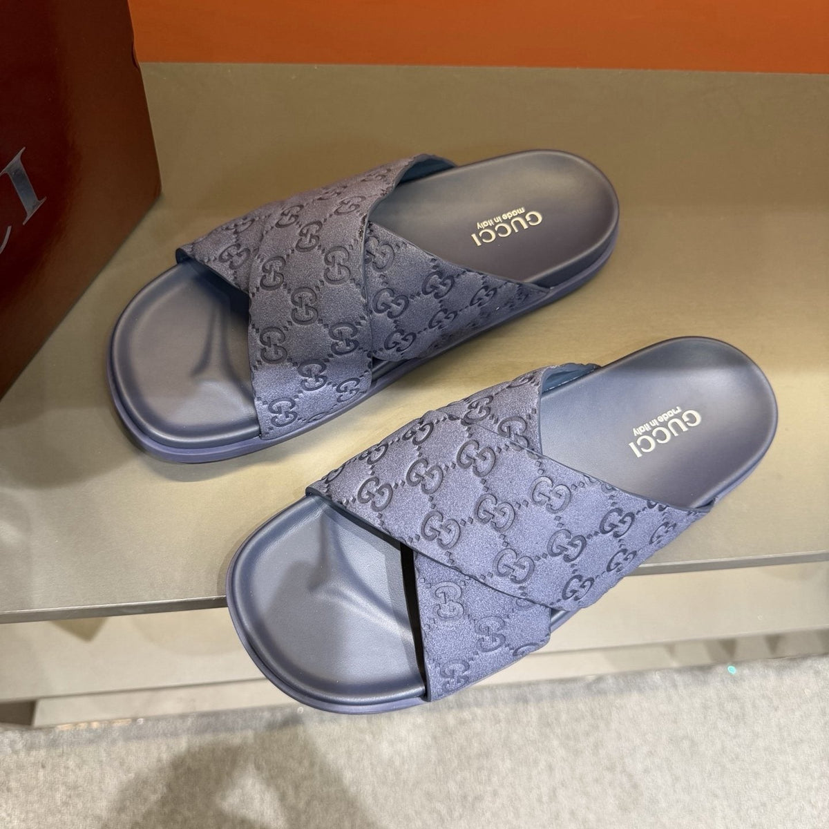Gucci Men's GG Monogram Crossover Slide Sandals