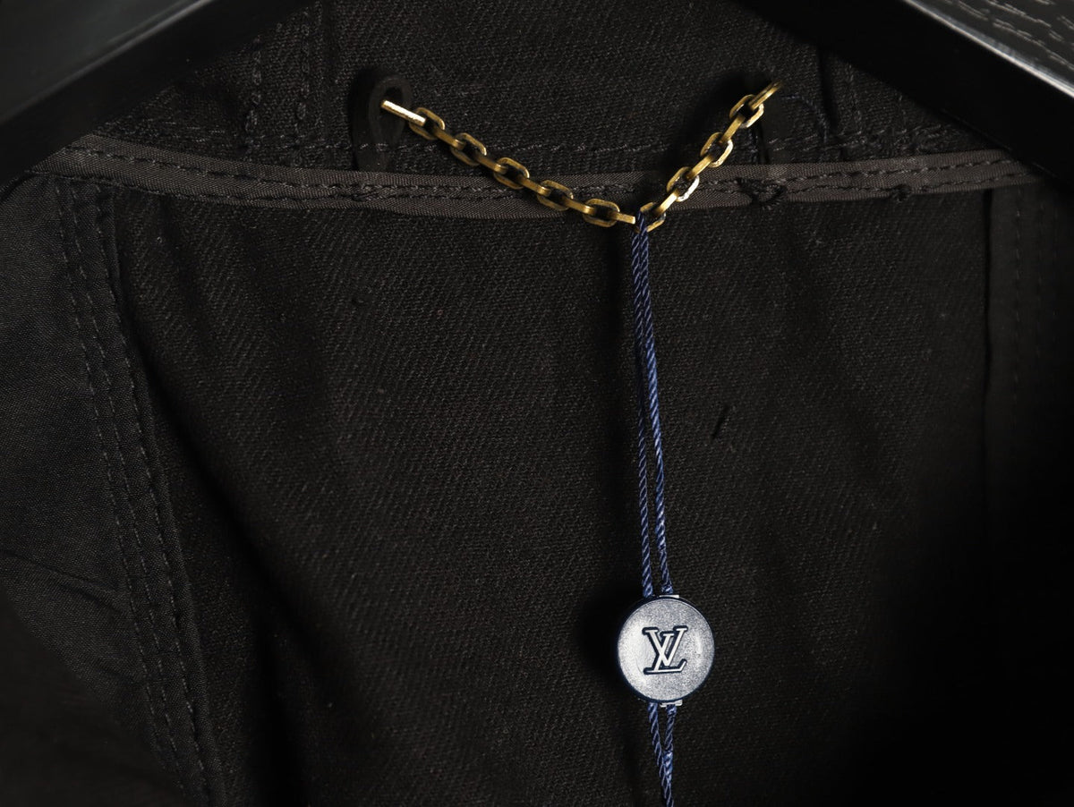 Louis Vuitton Monogram-Style Hooded Zip Jacket - Black