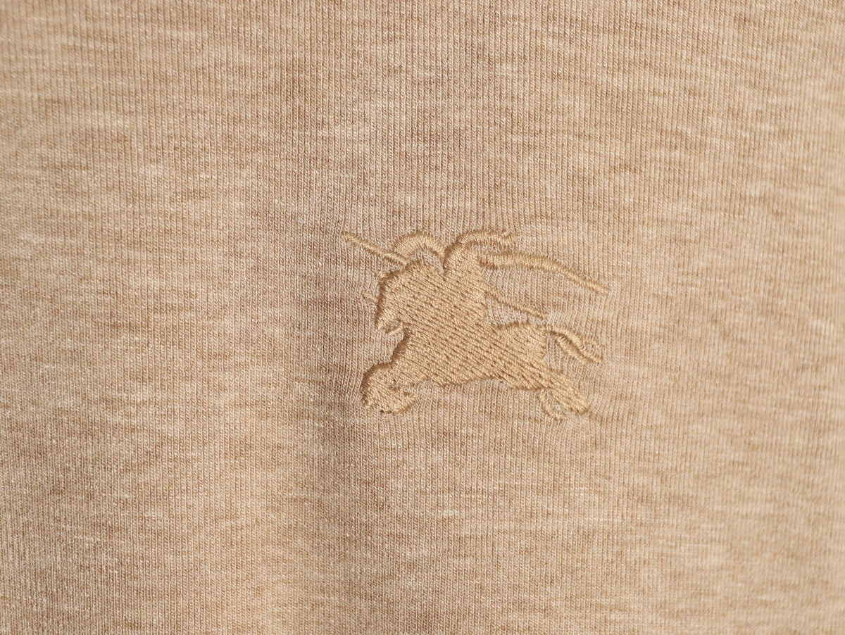 Burberry Equestrian-Detail Check Elbow-Patch Long-Sleeve Top - Light Taupe