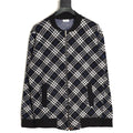 Burberry Diagonal-Check Zip Knit Cardigan - Black