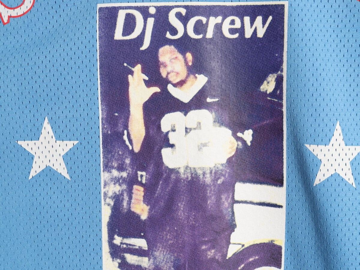 Supreme DJ Screw Graphic V-Neck Football-Style Jersey - Light Blue